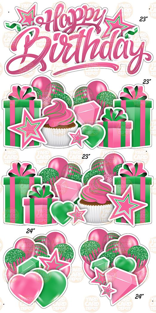 HBD EZ Sheet Set - Aka Salmon Pink / Aka Apple Green — Yard Card Depot LLC